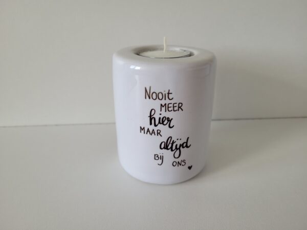 waxine licht houder hoog met foto of tekst naar keuze