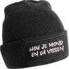 warme zwarte muts met leuke grappige teksten