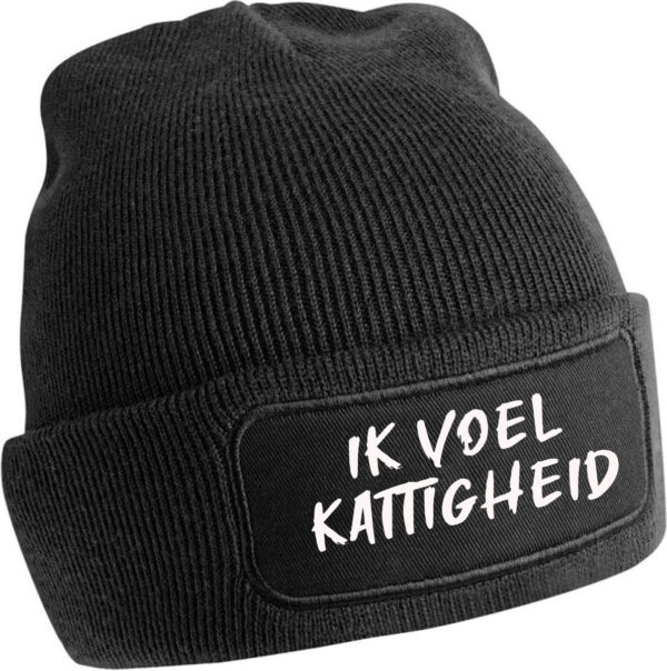 warme zwarte muts met leuke grappige teksten