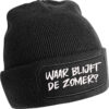 warme zwarte muts met leuke grappige teksten