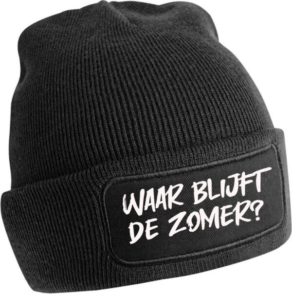 warme zwarte muts met leuke grappige teksten