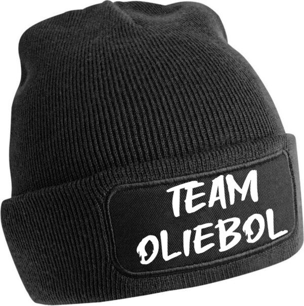 leuke warme "team oliebol" wintermuts verkrijgbaar in kleur roze en kleur zwart