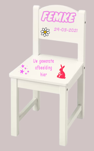 stoel kopiëren peuter/kinder stoeltje wit met eigen naam of tekst